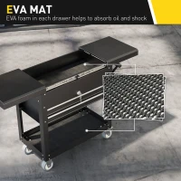 HOMCOM Wózek warsztatowy z 2 szufladami, pusty, zamykany wózek narzędziowy z przesuwanym pokrywą, półką i matami EVA, szafka narzędziowa na kółkach, uchwyt, czarny(m-7)
