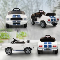 Qaba Licensed Ford Shelby GT 350 Kids Ride On Car, 12V Battery Powered Electric Vehicle with Remote Control, Adjustable Speed, MP3 Player, Smooth Start, LED Lights for Kids Ages 3-6, White(m-9)