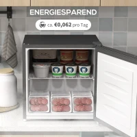 HOMCOM Mini zamrażarka 35 L Elektryczna wolnostojąca 45 W Mini zamrażarka Minilodówka 41dB -14 do -24℃ Regulacja temperatury w 5 stopniach 47 x 44,2 x 48,8 cm Szary(m-9)