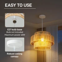 Lampa wisząca E27, styl Boho, jasnobrązowa, do kuchni(m-5)