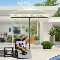 Parasol ogrodowy 180° obrotowy, regulowana wysokość, markiza(m-6)