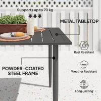 Stół ogrodowy 150x90cm, stalowy, z otworem na parasol(m-7)