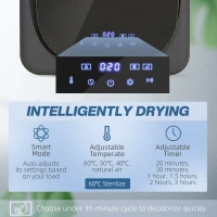 Mini suszarka HOMCOM z 6 programami, dotykowym ekranem LED, 4 kg, do 60℃, 800W, wolnostojąca, montowana na ścianie, z ochroną przed przegrzaniem(m-4)