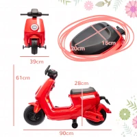 AIYAPLAY 6V Kids Electric Motorbike, Ride on Motorbike with Headlight and Music, Forward Reverse, Training Wheels, for Ages 18-36 Months - Red(m-3)
