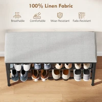 HOMCOM Ławka Obuwnicza z Siedziskiem, Ławka z Miejscem do Przechowywania, Regał na Buty z 2 Otwartymi Półkami, Ławka, Bank, Ławka do Przedpokoju dla Salonu, Korytarza, 81 x 31 x 50 cm Czarny(m-5)