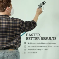 System natryskowy HOMCOM, 700 W pistolet do malowania elektryczny z obrotową dyszą, 200 bar pistolet natryskowy z przepływem 1,5 l/min, 7,5 m długości węża, do ogrodzenia ogrodowego, ścian, mebli, sufitu(m-5)