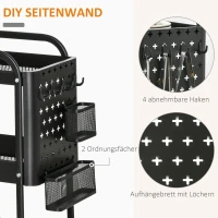 HOMCOM trolley 3-laagse keukenwagen met lades en mand voor keuken kantoor opbergwagen serveerwagen keukenplank met wielen slaapkamer woonkamer staal wit 51,5 x 32 x 75,6 cm(m-5)