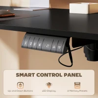 Biurko regulowane Vinsetto 140 x 70 cm Elektryczne, Ergonomiczne biurko stoi-siedzi z haczykami, Ochroną przed kolizją, Czarne(m-5)