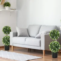 HOMCOM Zestaw 2 sztucznych drzewek lawendowych, wysokość 70 cm, sztuczne rośliny w doniczkach, UV-odporne kwiaty sztuczne, idealne do salonu sypialni biura ogrodu(m-8)