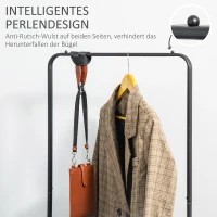 Wieszak na ubrania na kółkach, czarny, z drążkiem(m-5)