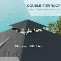 Outsunny Pawilon 3 x 3 m, Namiot ogrodowy z boczną ścianą, Partyzelt z podwójnym dachem, Pogodoodporny, do Ogrodu, na Balkon i Taras, Metal, Ciemnoszary(m-4)