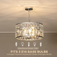 HOMCOM 72 Glass Crystallite Chandelier - Silver-Tone(m-5)