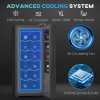 Lodówka na wino na 12 butelek, z oświetleniem LED, Czarna(m-4)