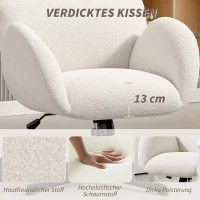 Ergonomiczny krzesło biurowe HOMCOM z aksamitnym wykończeniem, wysokim oparciem, regulowaną wysokością i funkcją bujania, tapicerowane krzesło do sypialni, gabinetu, kremowe(m-4)