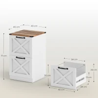 HOMCOM Cajonera Escritorio con 2 Cajones Soporte para Impresora con Riel Colgante para A4 y Carta 40x40x71 cm Blanco(m-3)