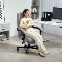Ergonomiczny fotel biurowy HOMCOM z funkcją masażu, z funkcją leżenia, podnóżkiem, regulacją wysokości, obrotowy o 360°, szary(m-9)