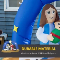 HOMCOM Nadmuchiwana Szopka Bożonarodzeniowa z Bramą Narodzenia Jezusa 1,57 m Dekoracja z LED Nadmuchiwana Szopka Bożonarodzeniowa z Torbą na wodę z poliestru Niebieski+Brązowy(m-6)