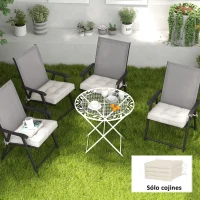 Outsunny Conjunto de Cojines para Sillas de Comedor y Jardín Impermeable con 2 Amarres de Fijación 42x42x5 cm Crema(m-2)