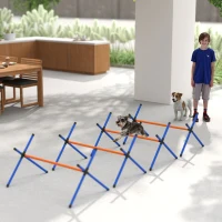 PawHut Set de Agility para perros, equipo Agility de 4 piezas con vallas, bolsa de transporte, set de entrenamiento ajustable para perros pequeños(m-4)