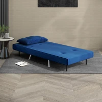 HOMCOM Fotel do spania, fotel składany z funkcją łóżka, sofa pojedyncza z poduszką, łóżko gościnne, sofa tapicerowana w aksamit, do salonu, sypialni, niebieski, 77 x 88 x 83 cm(m-7)