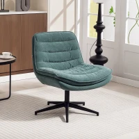 HOMCOM Criss Cross Office Chair, Armless Computer Desk Chair No Wheels with Wide Seat, Double-Tier Padding, Adjustable Height, Fabric Upholstery, for Home, Dark Green(m-8)