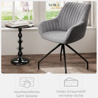 HOMCOM Swivel Armchair, Modern Tufted Accent Chair with Steel Legs for Living Room, Bedroom, Dark Grey(m-6)