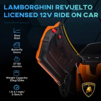 AIYAPLAY Lamborghini Revuelto Licensed Kids Electric Car with Butterfly Doors, 12V Ride on Car with Training Wheels, Suspension, Remote Control, LED Lights Music Horn, for 3-5 Years Orange(m-4)