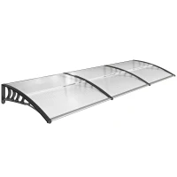 Outsunny Zadaszenie na drzwi wejściowe 90 x 295 cm, zadaszenie półokrągłe z ochroną UV, osłona na drzwi wejściowe z poliwęglanu przeciwdeszczowa na zewnątrz, Biały(m-1)