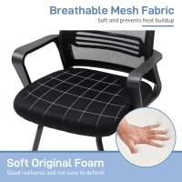 Krzesło biurowe HOMCOM Ergonomic bez kółek, wyściełane krzesło biurowe, krzesło recepcyjne z siatki z podstawą płozową do sali konferencyjnej, sypialni, poczekalni, recepcji, czarne(m-5)