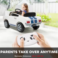 Qaba Licensed Ford Shelby GT 350 Kids Ride On Car, 12V Battery Powered Electric Vehicle with Remote Control, Adjustable Speed, MP3 Player, Smooth Start, LED Lights for Kids Ages 3-6, White(m-5)