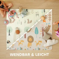 AIYAPLAY Baby Play Mat Double Sided, Foldable Activity Playmat, Reversible & Waterproof, Kids Large Foam Crawling Mat for Outdoor Indoor Playtime Picnics, 196 x 176 x 1.5cm, Animal Theme(m-4)