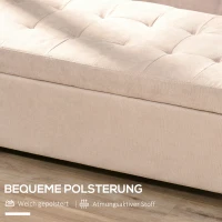 Ławka tapicerowana z pojemnikiem, beżowa, lniana(m-6)