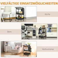 HOMCOM trolley 3-laagse keukenwagen met lades en mand voor keuken kantoor opbergwagen serveerwagen keukenplank met wielen slaapkamer woonkamer staal wit 51,5 x 32 x 75,6 cm(m-7)
