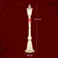 Outsunny LED Słup Latarniowy 215 cm Dekoracja Świąteczna z Ciepłobiałym Światłem, Stalowa Rama i Pasy Świąteczne, Dekoracja Bożonarodzeniowa, Oświetlenie Świąteczne na zewnątrz IP44(m-3)