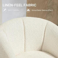 HOMCOM Fotel Lounge z podłokietnikami, w wyglądzie lnu, obrotowy, z metalowymi nogami, do salonu, kuchni, sypialni, kremowy(m-6)