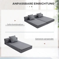 HOMCOM Fotel rozkładany, Sofa rozkładana, 2-w-1 Fotel z funkcją spania, Fotel relaksacyjny z poduszką, Łóżko dla gości do salonu, sypialni, do 100 kg, Ciemnoszary(m-7)