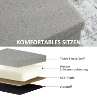 HOMCOM Ławka z miejscem do przechowywania, składana, tapicerowana ławka z wyglądem aksamitu, skrzynia, ławka do sypialni salonu przedpokoju 76 x 38 x 38 cm, Jasnoszary(m-6)