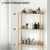 Półka nad toaletą HOMCOM o 3 poziomach, oszczędzająca miejsce, wielofunkcyjna, z bambusa, styl wiejski, naturalne drewno(m-5)