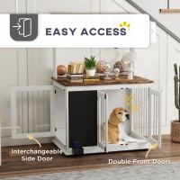 Klatka dla psa, 3 drzwi, regał na zabawki, Biała(m-6)