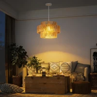 Lampa wisząca E27, styl Boho, jasnobrązowa, do kuchni(m-6)