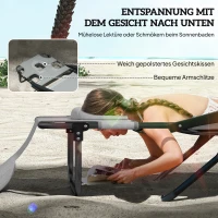 Outsunny Leżak słoneczny, leżanka ogrodowa z poduszką, fotel plażowy z regulowanym oparciem, podłokietnikiem, leżanka relaksacyjna do ogrodu, balkonu, siatka, ciemnoszary(m-4)