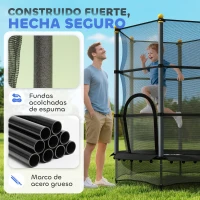 HOMCOM Trampolín para Niños de +3 Años Ø140 cm con Red de Seguridad y Marco de Acero para Interior y Exterior Negro(m-4)