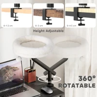 Łóżko biurkowe dla kota PawHut z obrotowym mechanizmem o 360°, regulowaną wysokością, leżanką z możliwością prania w pralce, dla kotów do 6 kg, kremowy(m-5)