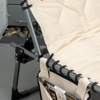 Leżak ogrodowy składany z poduszką i kieszenią, Beżowy(m-9)