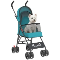 PawHut Dog Stroller, Foldable Cat Dog Pram for Miniature Breeds, Pet Stroller with Brake, Mesh Windows, Dark Green(m-10)