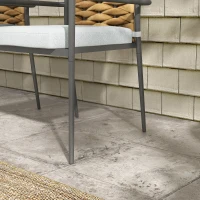 Outsunny Zestaw 2 Sztuk Rattanowych Krzeseł Ogrodowych z Poduszkami, Krzesła Ogrodowe Stosowane, Balkonowe do Tarasu, Stal, 57 x 58 x 87 cm, Szary(m-9)