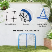 HOMCOM Siatka Rebounder do Piłki Nożnej, Składana, Ściana Odbijająca, Regulowana w 5 Poziomach, Metal, 78 x 84 x 65-78 cm, Niebieski(m-4)