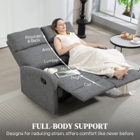 HOMCOM 2 Seater Recliner Sofa, Chenille Manual Recliner Sofa with Adjustable Leg Rest, Pocket Spring for Home Living Room, Grey(m-7)