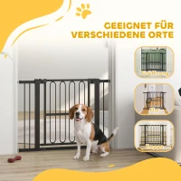 Bramka zabezpieczająca PawHut bez wiercenia, 76-104 cm, bramka zabezpieczająca ze stali dla psów, zwierząt domowych, schody, drzwi, biała(m-8)