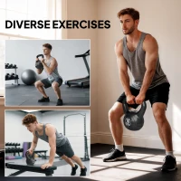 HOMCOM Kettlebell 10 kg – Ciężarek kulisty wypełniony piaskiem do treningu siłowego dla początkujących w domu(m-4)